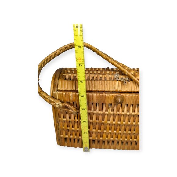 Vintage 70s Wicker & Wood Handbag - Picture 14 of 14